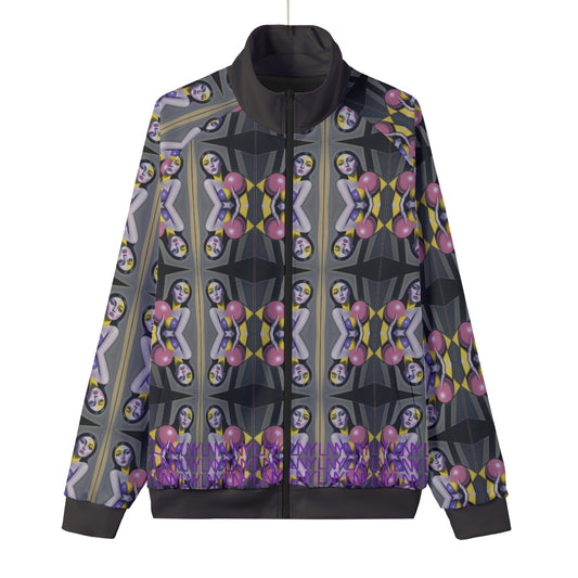 All-Over Print Unisex Stand Collar Black Lining Jacket Yoycol