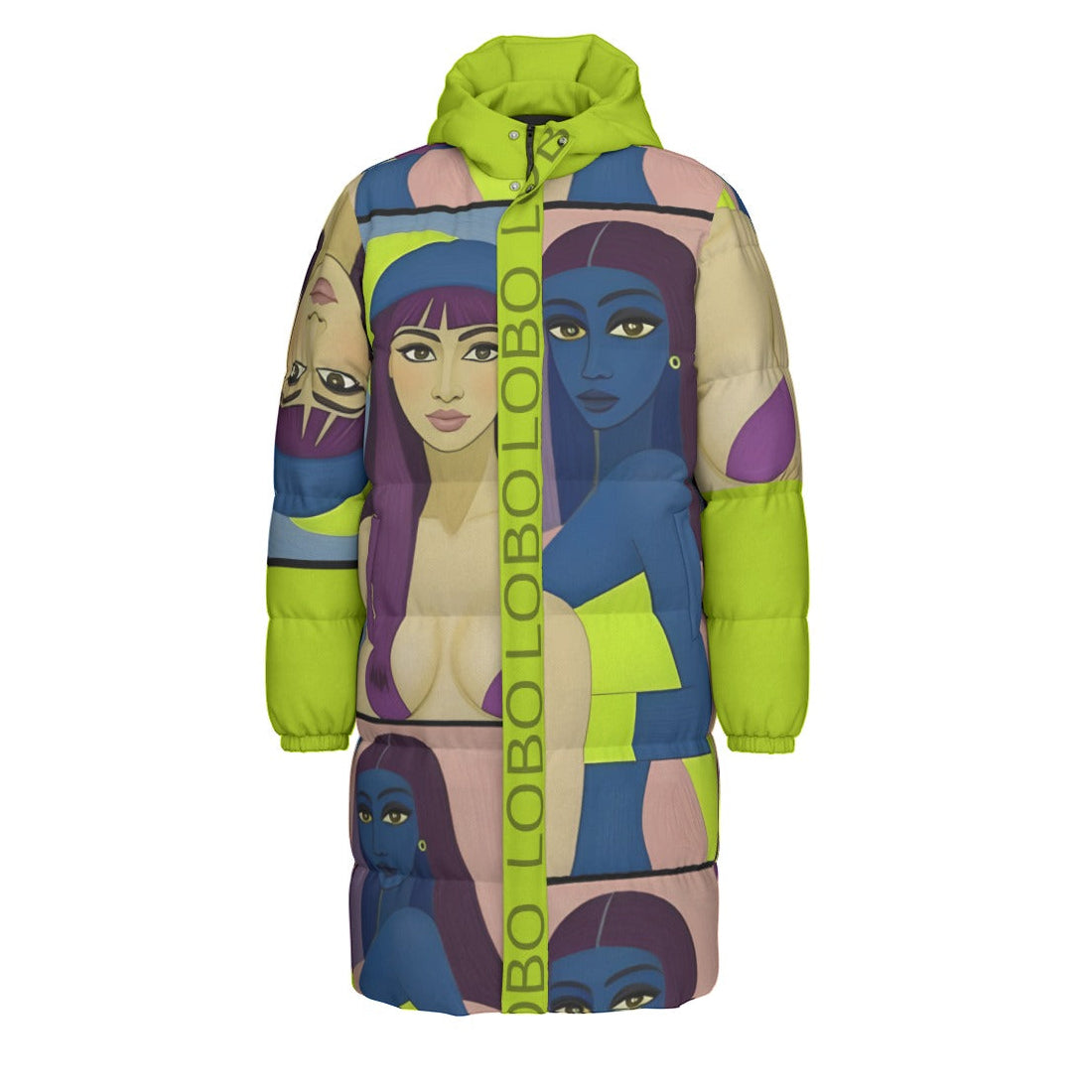 All-Over Print Unisex Long Down Jacket Yoycol