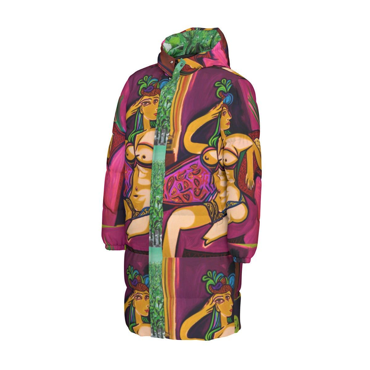 All-Over Print Unisex Long Down Jacket Yoycol