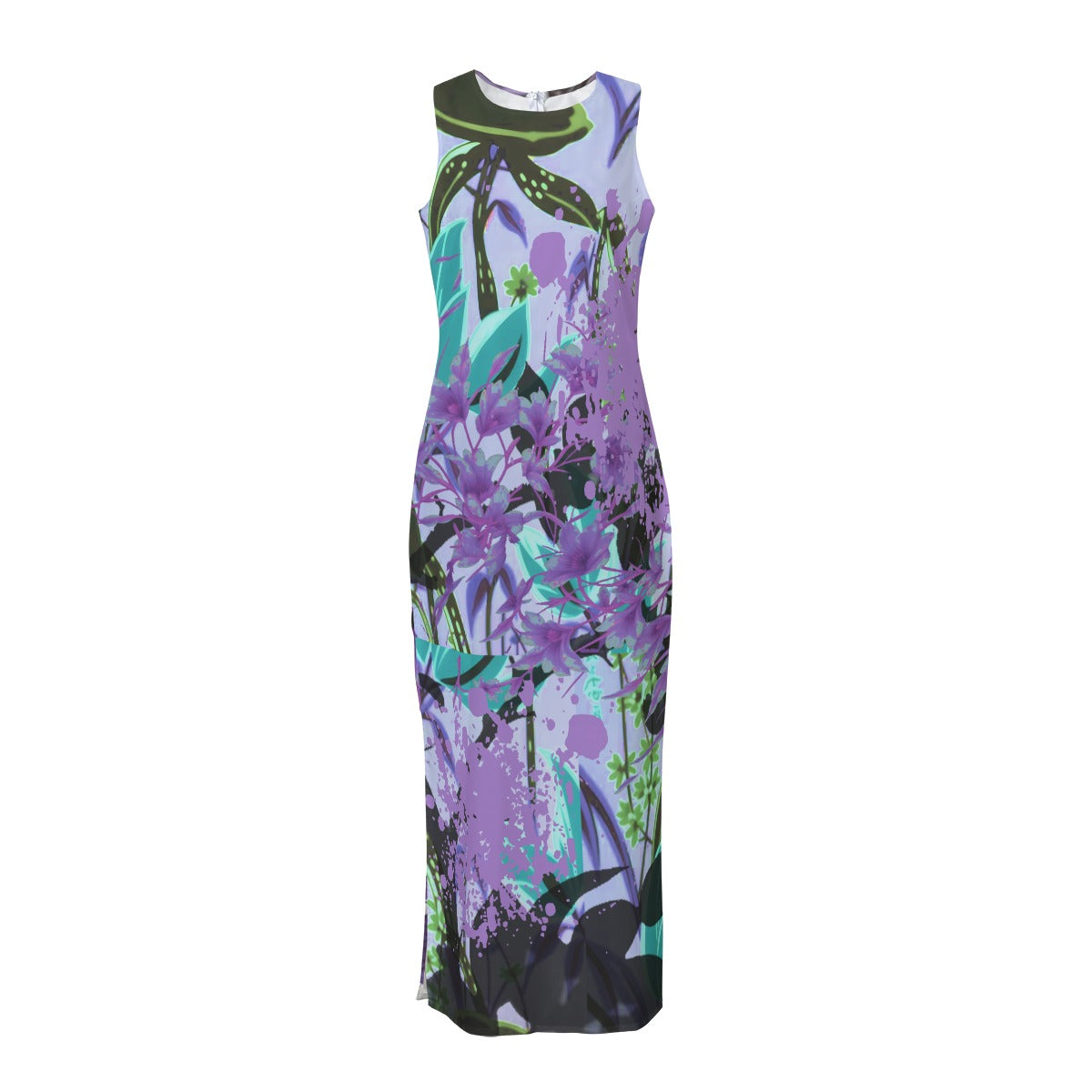 All-Over Print Women's Beach Perspective Chiffon Sleeveless Dress Yoycol