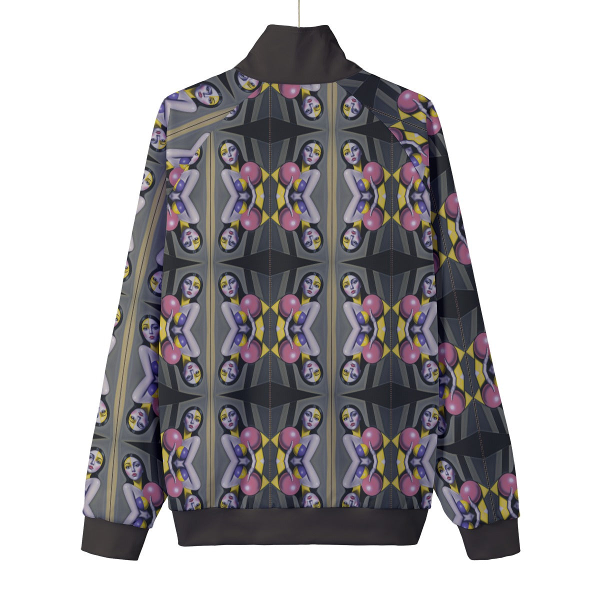 All-Over Print Unisex Stand Collar Black Lining Jacket Yoycol