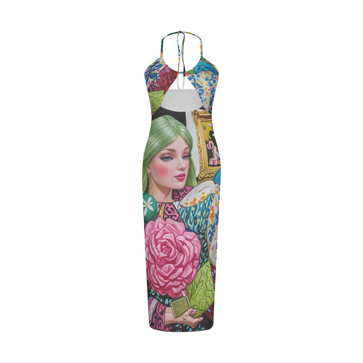 All-Over Print Women's Sexy Hollow Cami Dress Yoycol