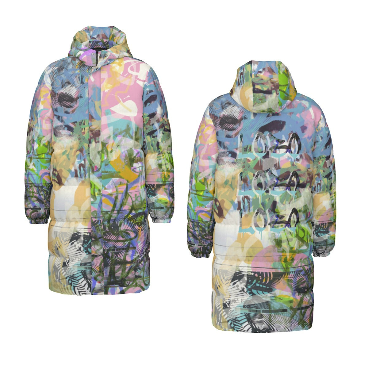 All-Over Print Unisex Long Down Jacket Yoycol