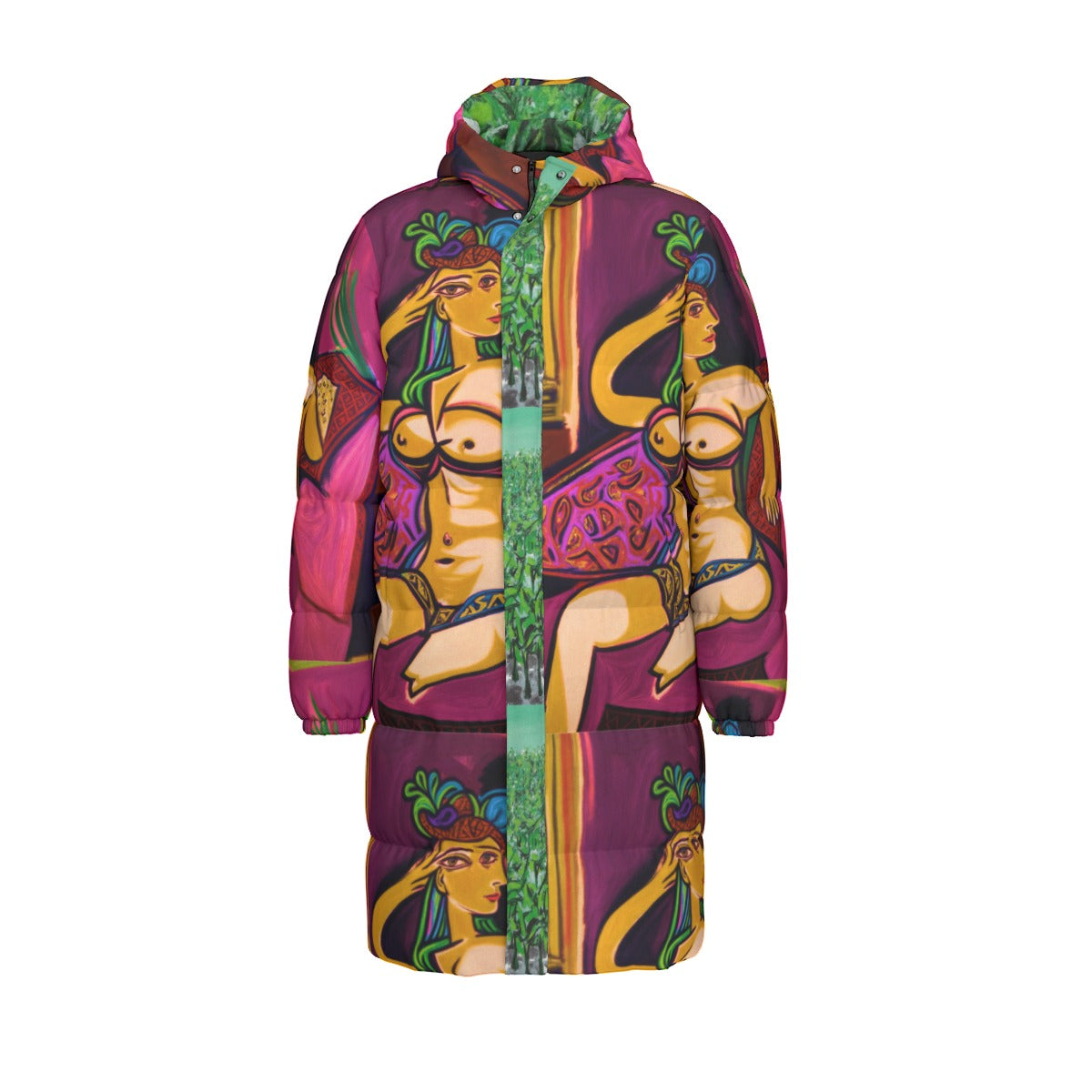 All-Over Print Unisex Long Down Jacket Yoycol