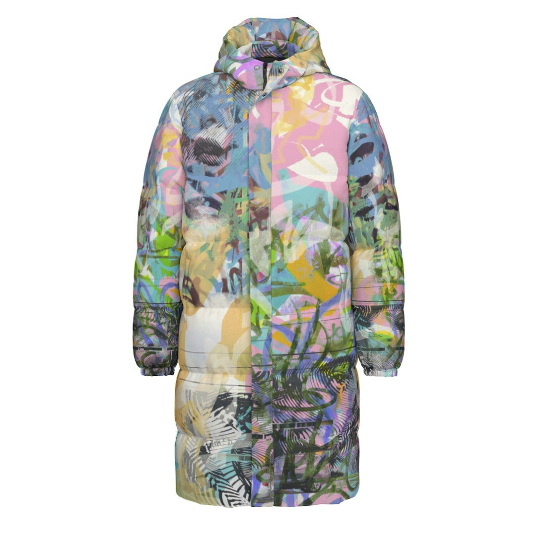 All-Over Print Unisex Long Down Jacket Yoycol