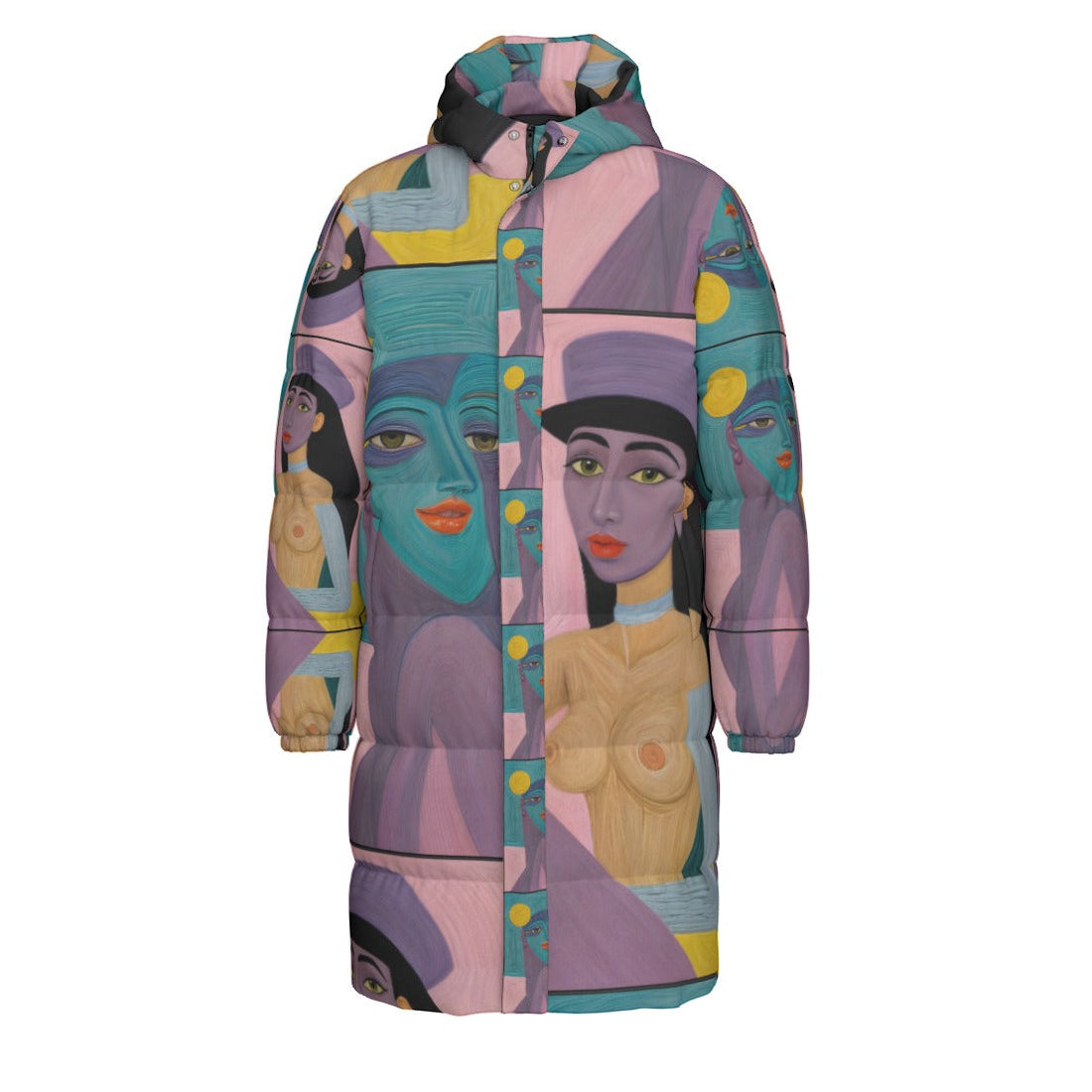 All-Over Print Unisex Long Down Jacket Yoycol